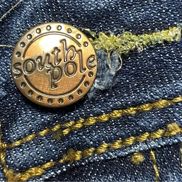 VINTAGE Southpole Jeans Juniors 11 Blue Bootcut Flare Embellished Spellout Y2K - Picture 12 of 12